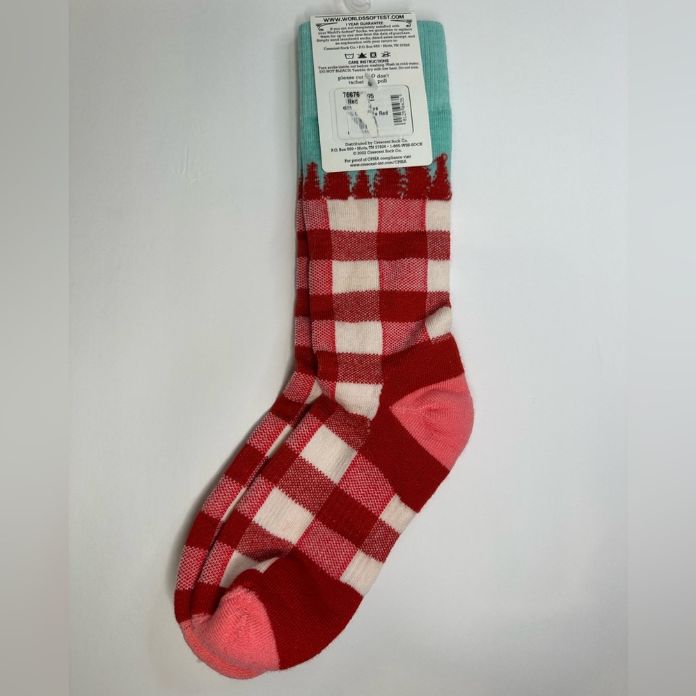 World’s Softest Wool Luxe Socks Buffalo Plaid Women 6–11 NWT